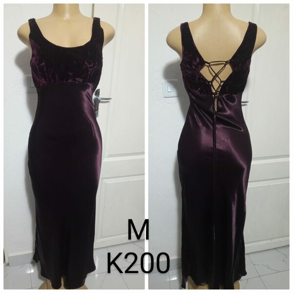 Women's long dress in dark cherry color, size M