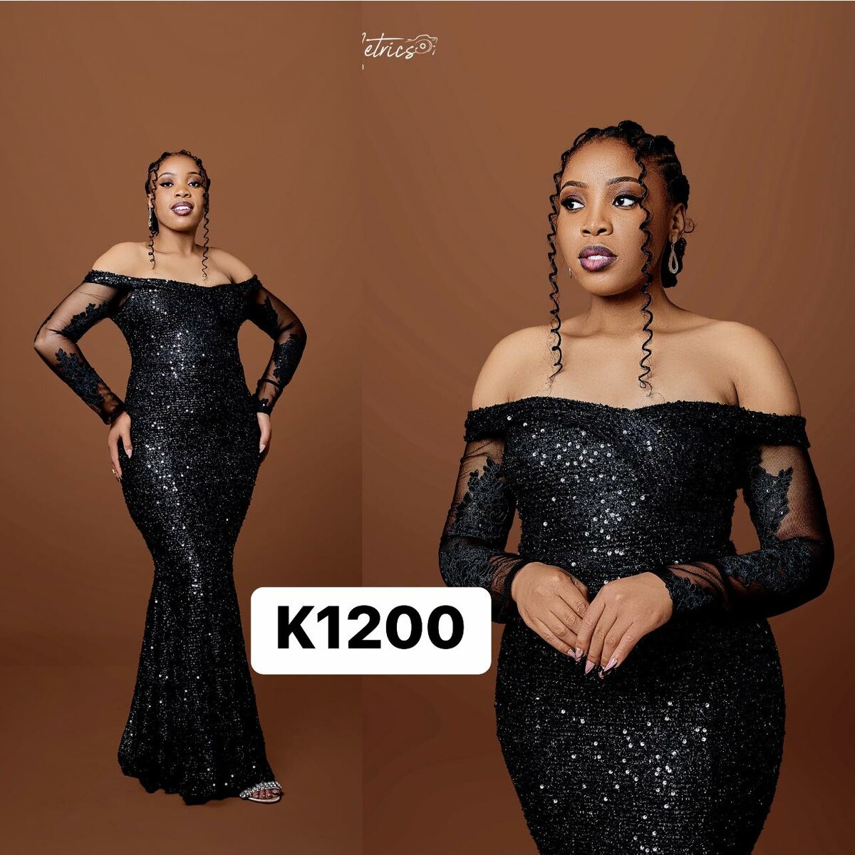 Black evening dress with sequins