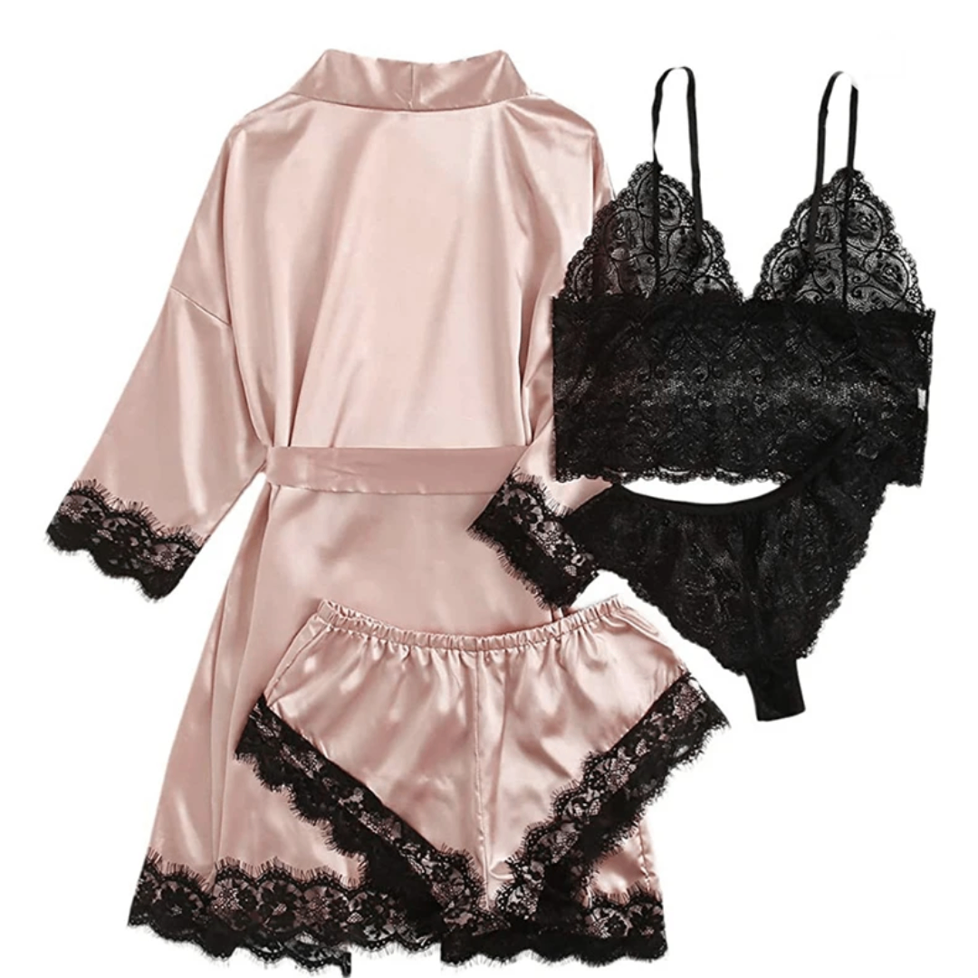 Ensemble de lingerie en satin et dentelle