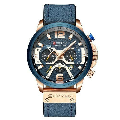 Curren 8329 - Montre A Quartz Pour Homme - Bleu / Or