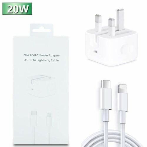Fast Charger Head 20W And Type C Cord For iPhones-White