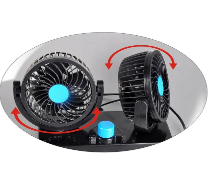 Car Double Headed Fan 12 Volt 360 Degree