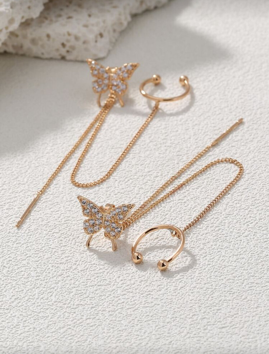 Boucles d'Oreilles Papillon Dorées