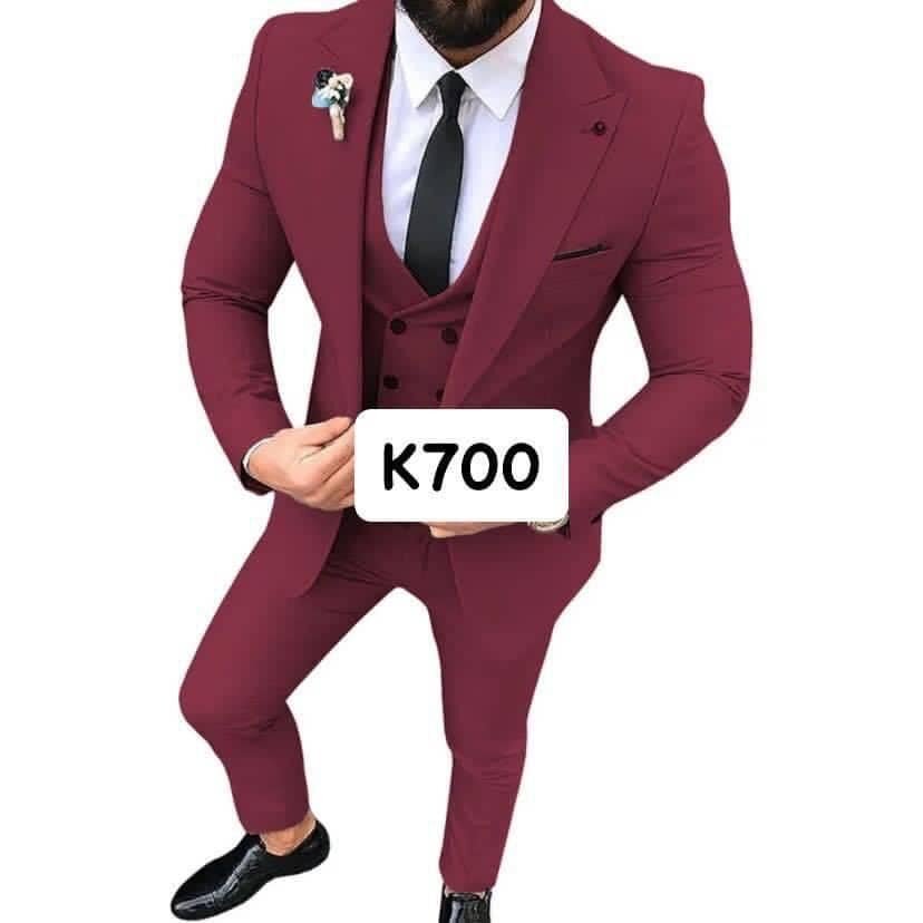 Men's three-piece suit, color burgundy