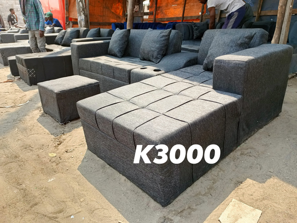 gray sofa with ottoman