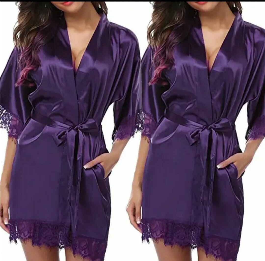 Peignoir satin dentelle femme