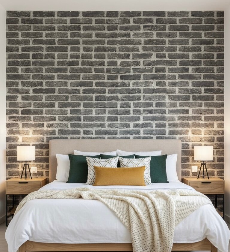 Papier peint brique grise moderne