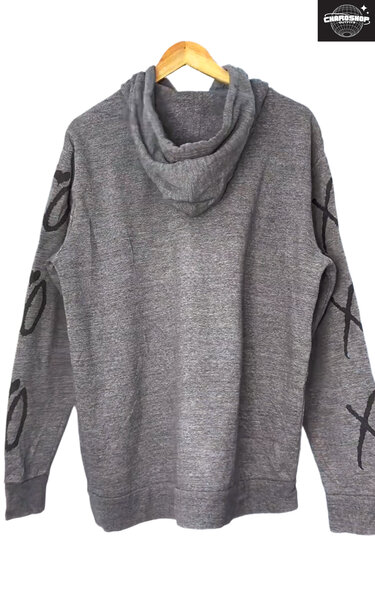 Sweat à capuche gris imprimé XO