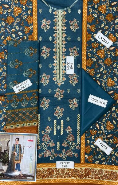 Printed lawn suit