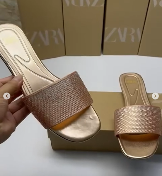 sandals pink with stones zara