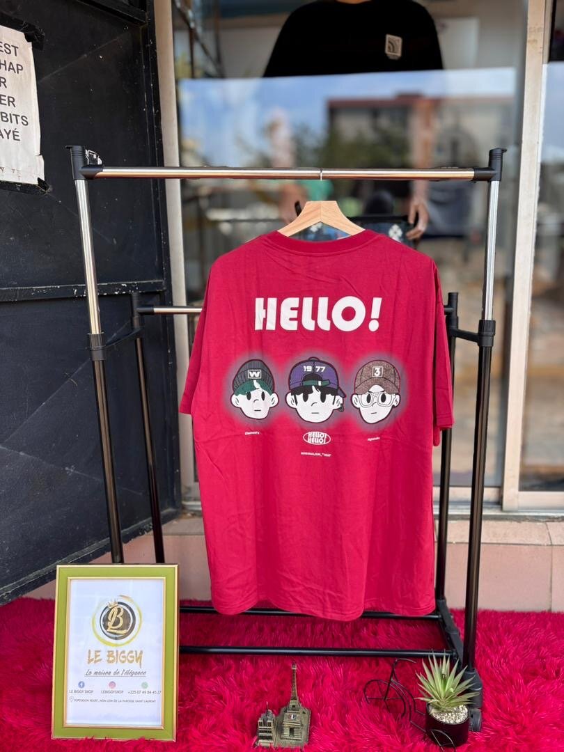 T-shirt rouge unisexe 'HELLO!'