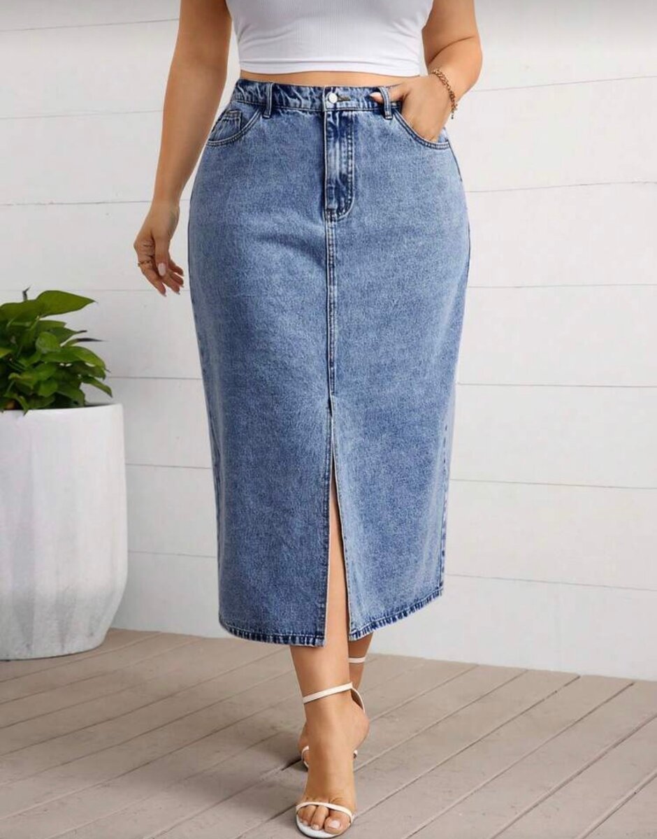 Jupe Longue en Jean Fendue Femme