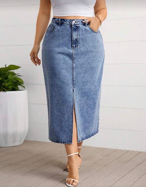 Jupe Longue en Jean Fendue Femme