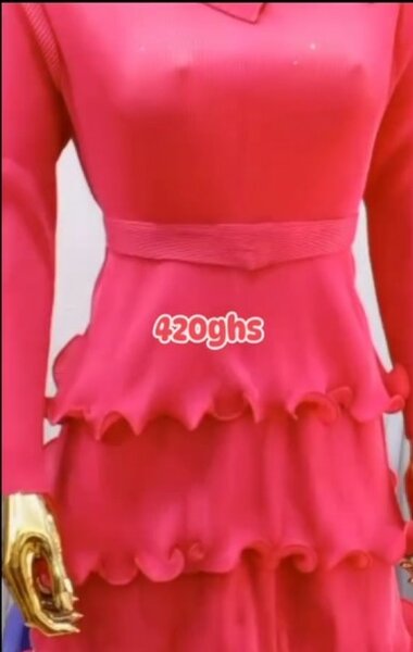 Red dress, hem in folds