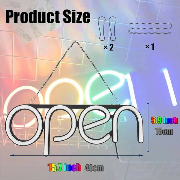 Enseigne Néon "Open" Colorée