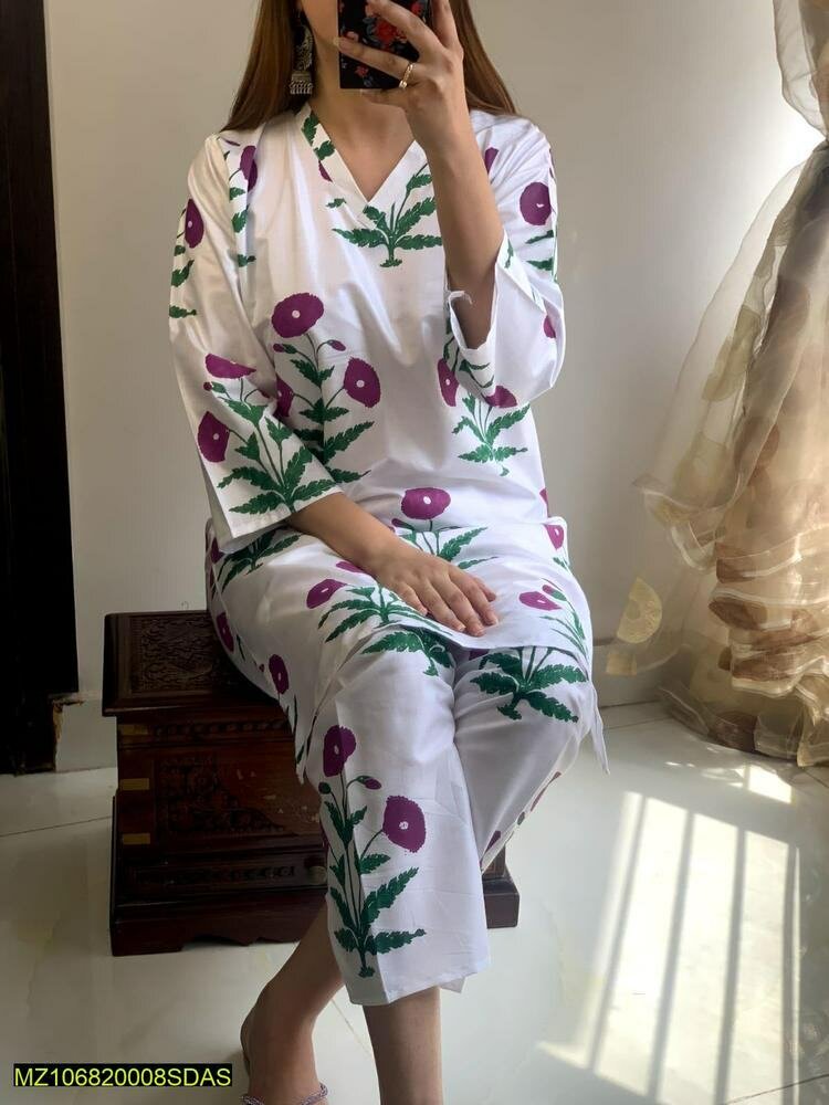 *Product Name*: 2 Pcs Women's Stitched Arabic Lawn Block Pri