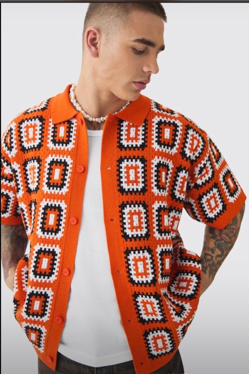 Pull en crochet rétro pour hommes