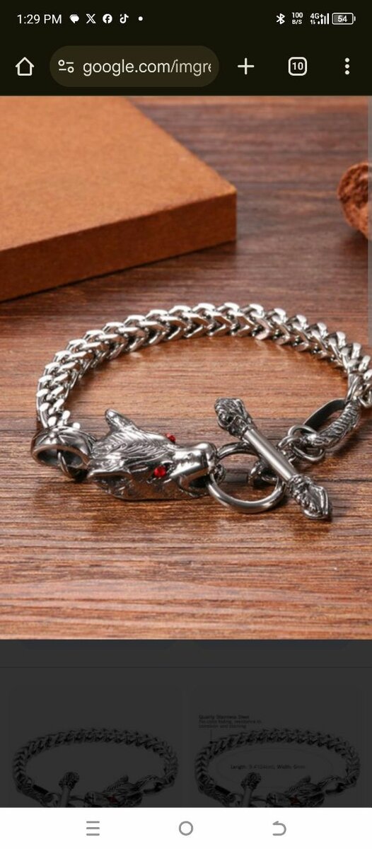 MEN'S ALPHA MALE NO FADE STAINLESS STEEL WOLF Design