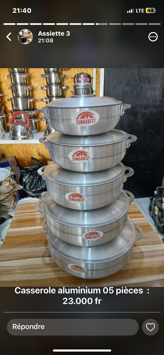 Lot de casseroles aluminium 5 pièces
