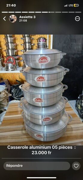 Lot de casseroles aluminium 5 pièces