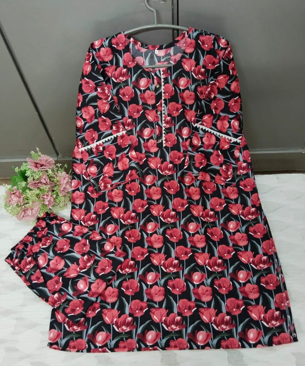 Cotton lawn mix stitched 2pc dc free