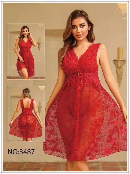 Robe de Nuit Dentelle Rouge