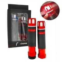Universal Rizoma LED Rubber Aluminum Motorcycle Handle Bar Soft Grips Throttle Grip CNC LED RS-30 7/8" 22mm - RED