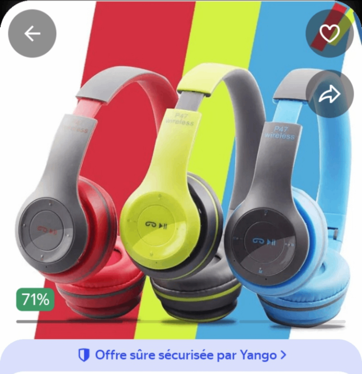 Casque Bluetooth Sans Fil P47