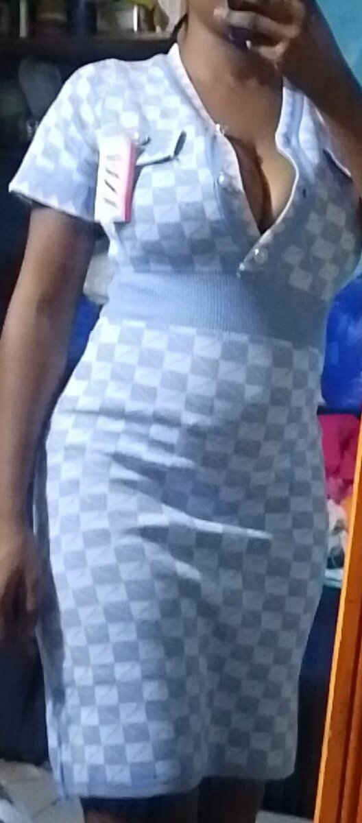 Robe ajustée à carreaux bleus