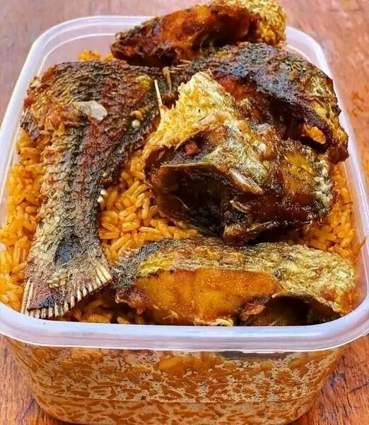 Jollof rice and chicken,