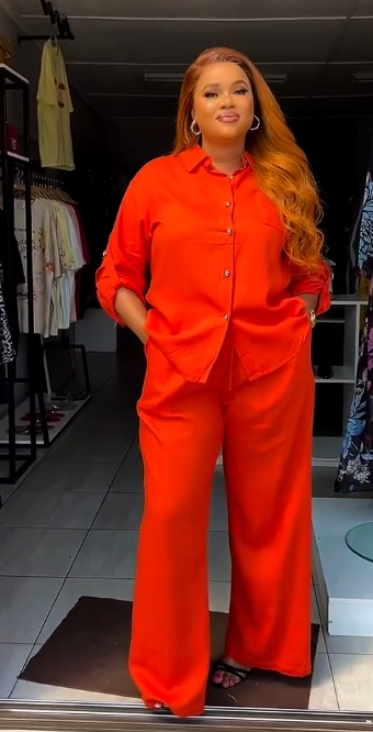 Women's Orange Shirt and pants Set