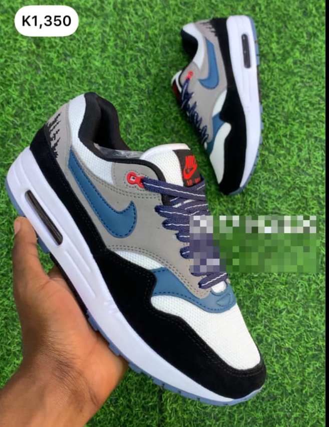 sneakers with black white and blue