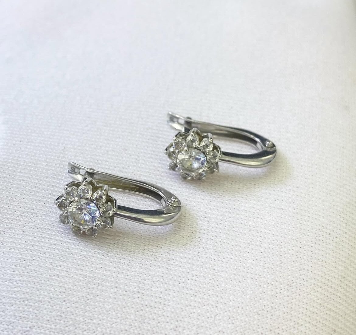 Серьги в белом золоте 585 пробы