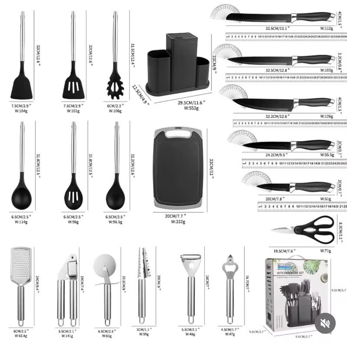 kitchen laddles& knives set