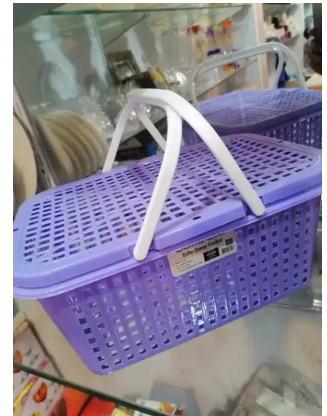 Premium Basket with Handle & Lid For Outdoor Carry - Top Quality Plastic Basket For Picnic & Travel - Carry Basket for Daily Use - Baby Clothes Basket (12 inch length 8 inch width 6 inch height)