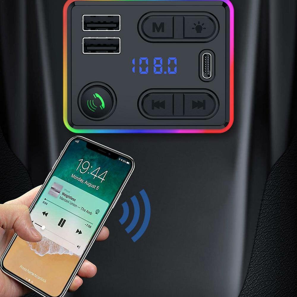 Chargeur Voiture M48 - Transmetteur FM MP3 Appel Bluetooth