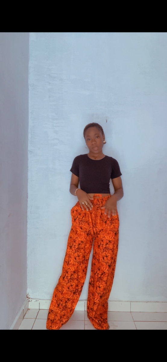 Pantalon large en tissu wax