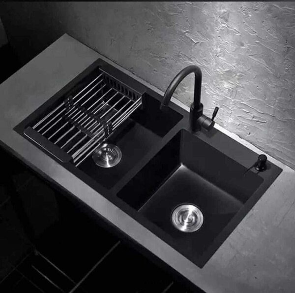 Heavy double bowl black