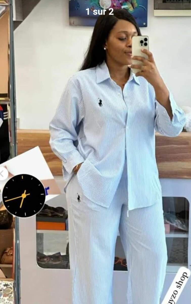 Pyjama rayé en coton