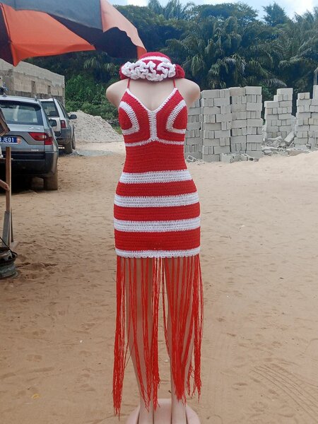 Robe crochet rayée été