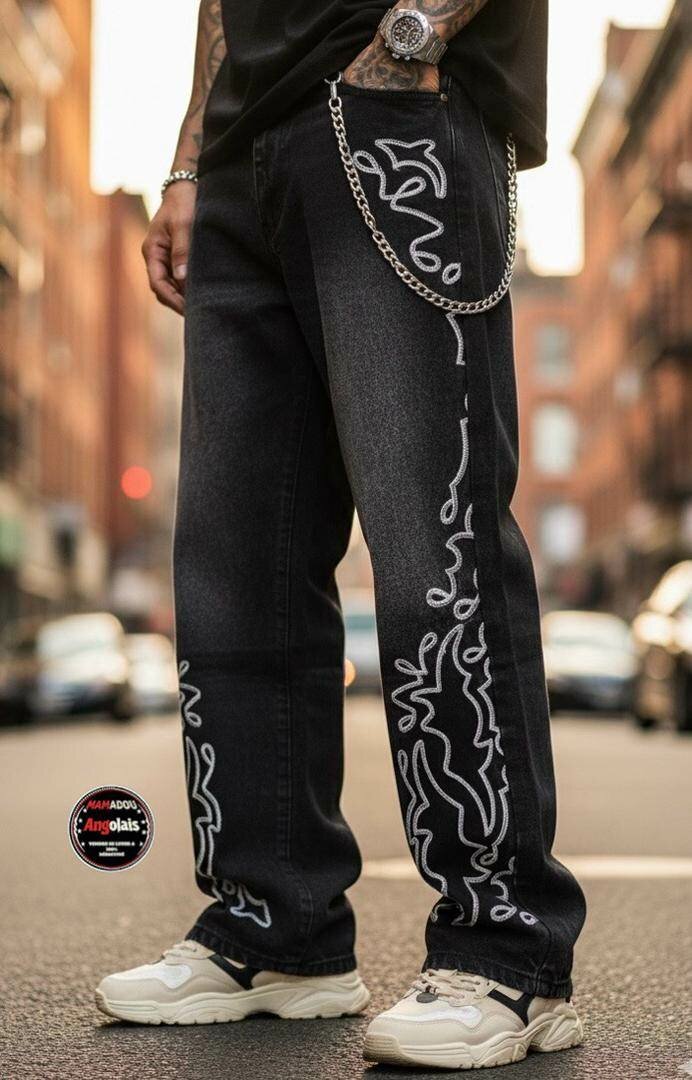 Jeans noirs streetwear