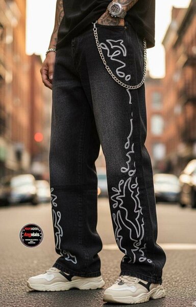 Jeans noirs streetwear