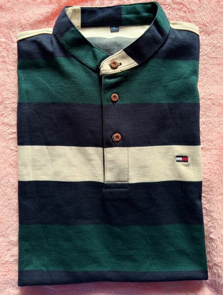 Polo rayé col boutonné homme