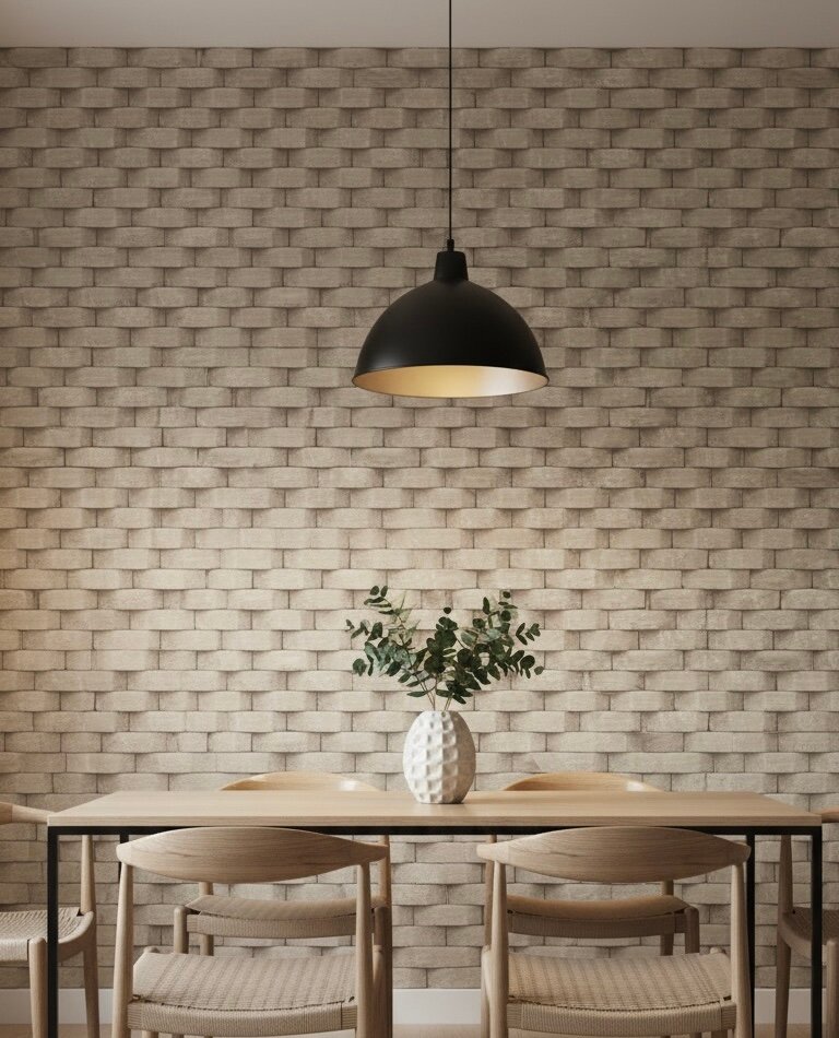 Papier Peint Effet Brique Beige