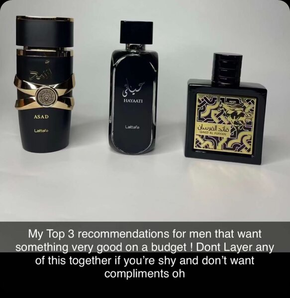 Hayaati , Al fursan & Asad by Lattafa( 900gh for all )