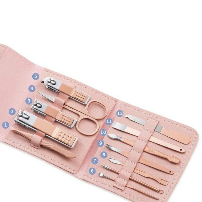 Trousse manucure en cuir rose