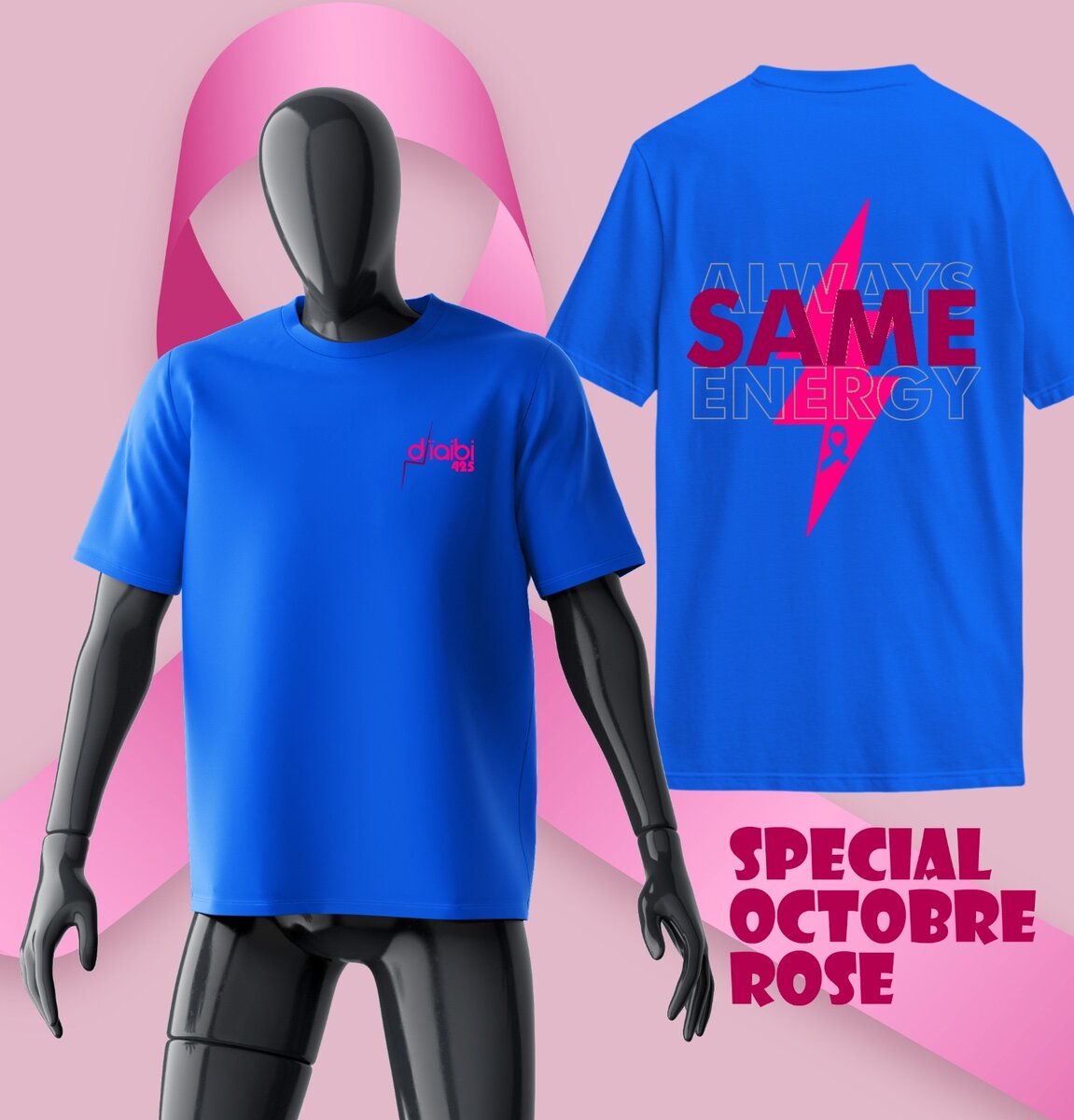 T-shirt Bleu Octobre Rose