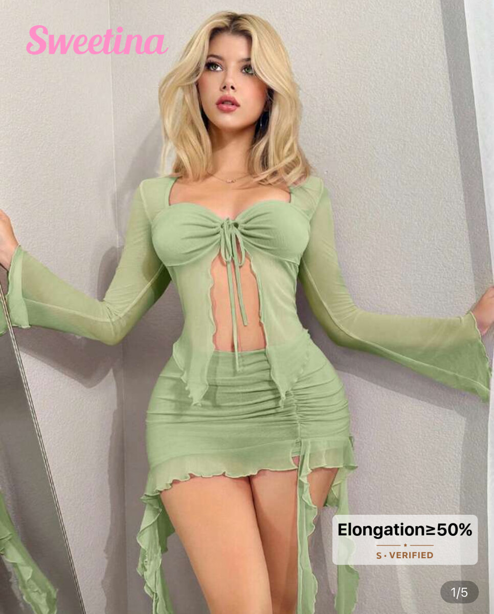 Robe verte en chiffon élégante