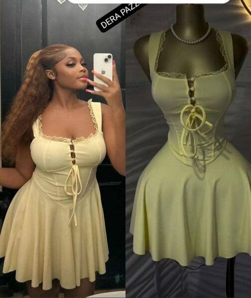 Robe Jaune Élégante Femme