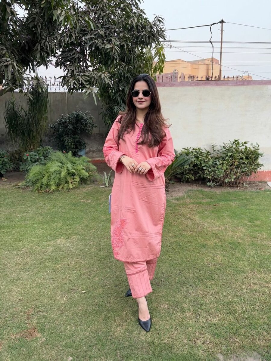 Hot Pink 2 Piece Embroidered Co Ord Set